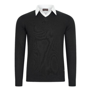 Ravenna Mock V-neck pullover Black
