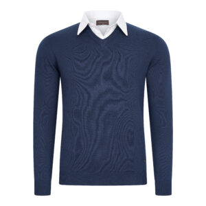 Ravenna Mock V-neck pullover Navy
