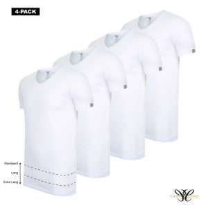Brescia extra long T-Shirt V-Neck 4-Pack White