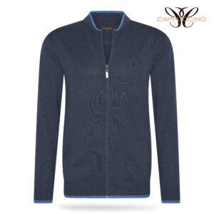 Grosseto Full Zip Cardigan Tipping Navy