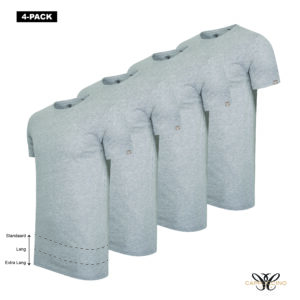 Livorno Extra Long T-Shirt Crew Neck 4-Pack Grey Melange